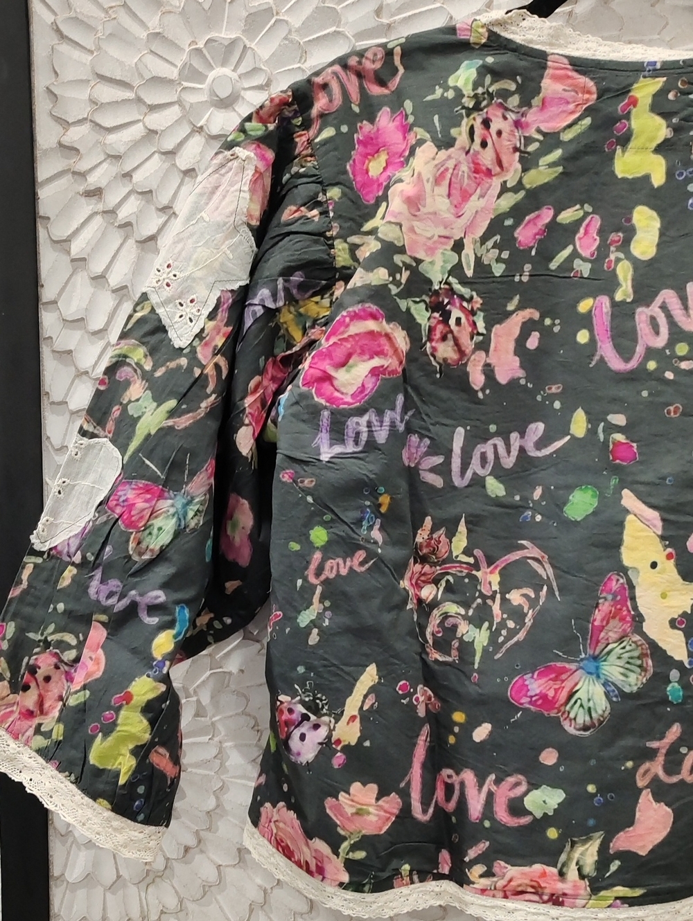 Lightweight Floral Love Patchwork Star Heart Graffiti Jacket - Picture 6 of 9
